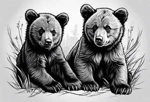 2 bear cubs playful tattoo idea