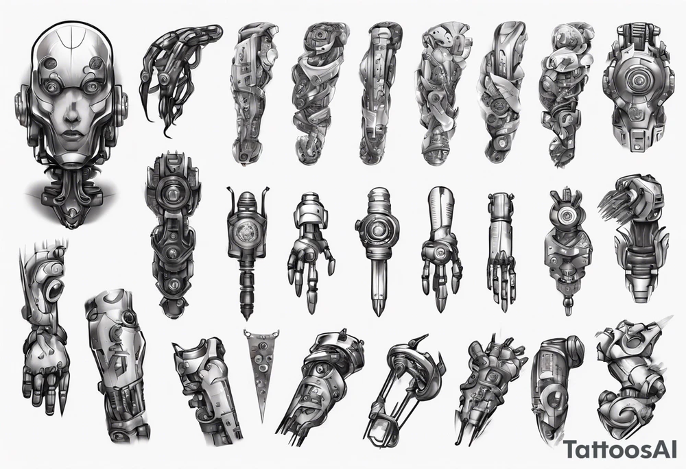 robotic forearm tattoo idea