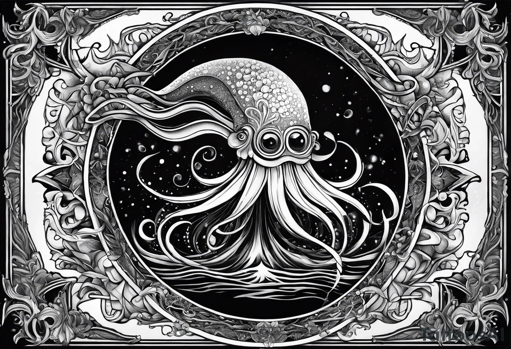 invisible squid in the dark tattoo idea