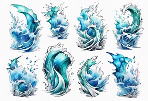 a glass sculpture standing in crashing waves tattoo idea