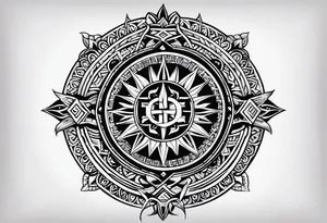 Filipino sun, Filipino Polynesian style, surname Reyes Espina, not vulgar, family crest round shape that looks good on a wrist or bicep, not traditional American tribal, family, love tattoo idea