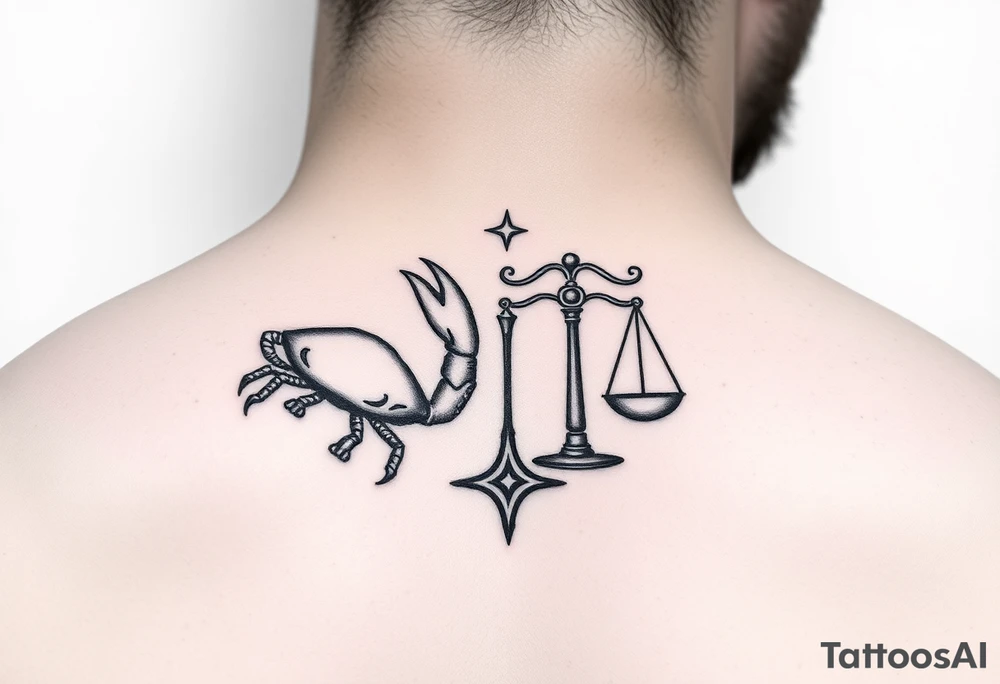 Cancer and libra zodiac signs love tattoo idea
