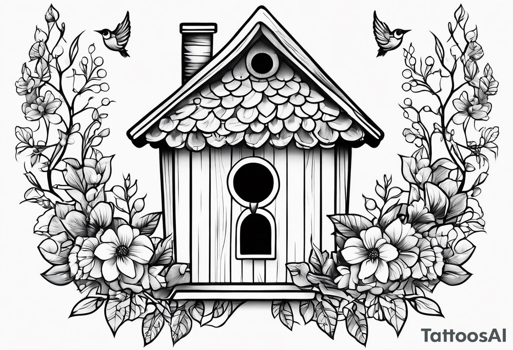 Bird house outline. Simple tattoo idea