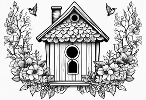 Bird house outline. Simple tattoo idea