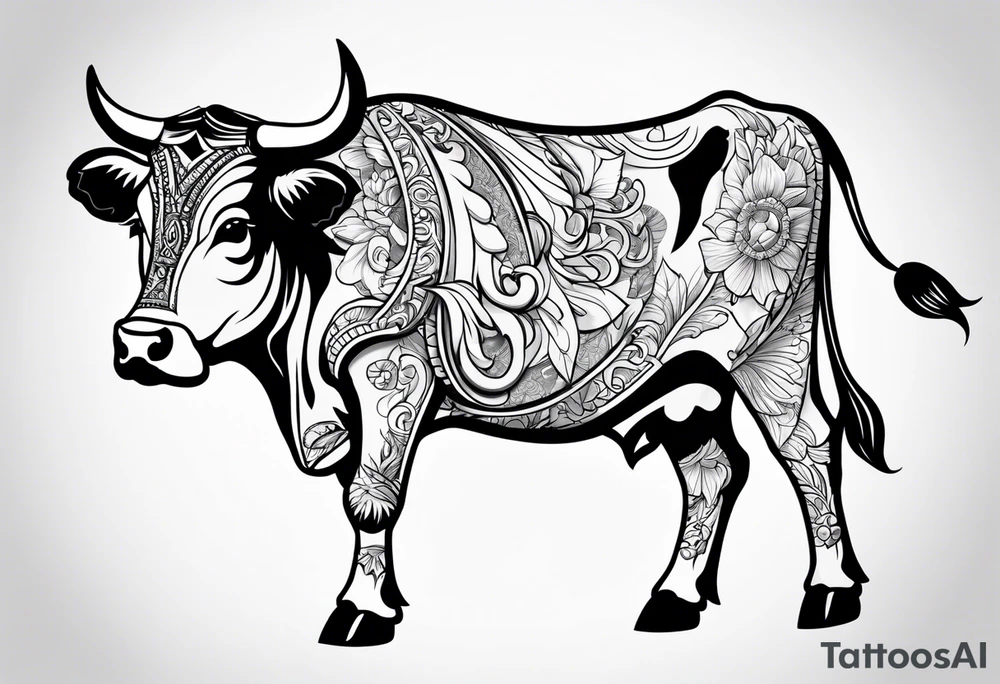 cute cow tattoo idea