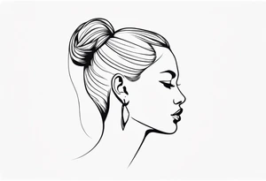 Human head with pointed ears long hair profile tattoo idea