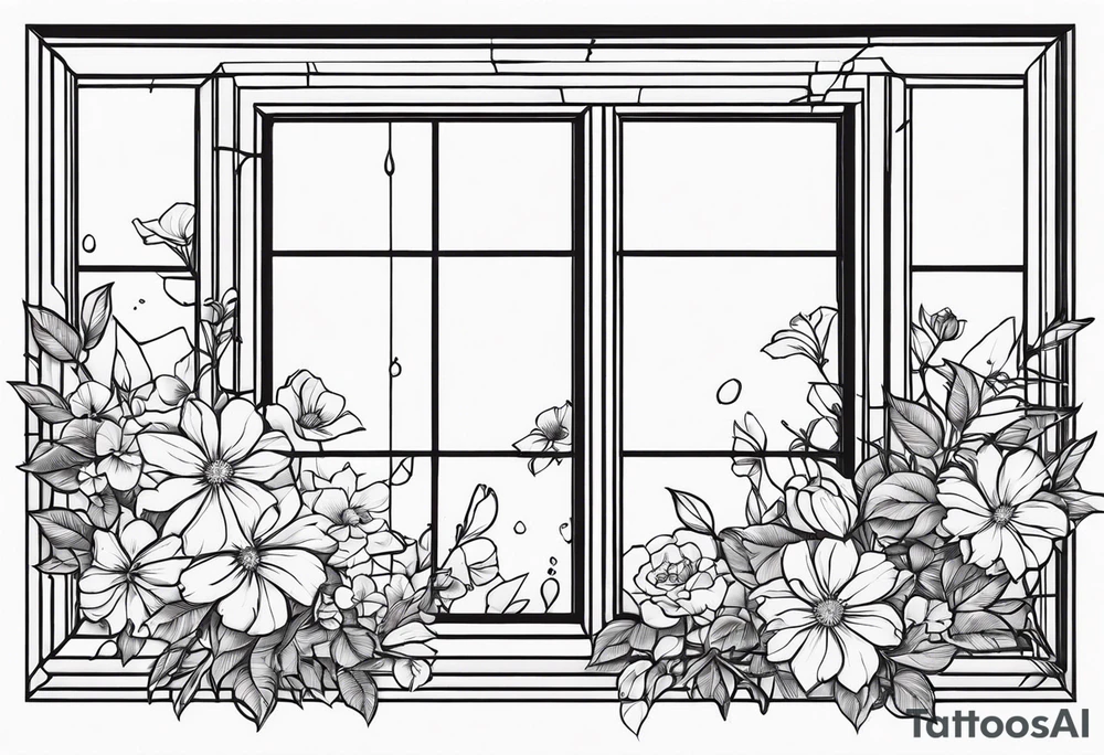 Broken window, flowers, beauty tattoo idea