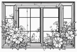 Broken window, flowers, beauty tattoo idea