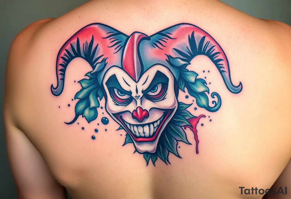 graphic 3d jester design tattoo idea