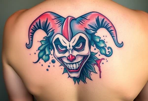 graphic 3d jester design tattoo idea