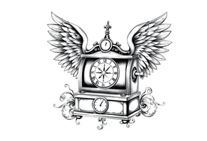Slot machine with compass and clock with angel wings tattoo idea