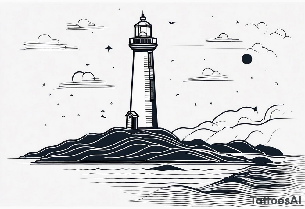 lighthouse fine line that seems like a draft tattoo idea