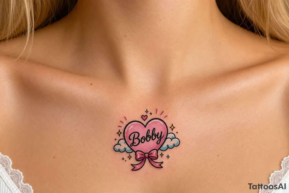 Heart cute adorable beautiful girly preppy heart tattoos with women boyfriends name that is named Bobby tattoo idea