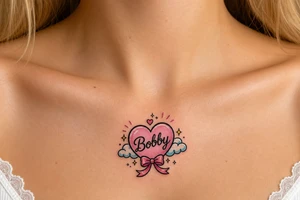 Heart cute adorable beautiful girly preppy heart tattoos with women boyfriends name that is named Bobby tattoo idea