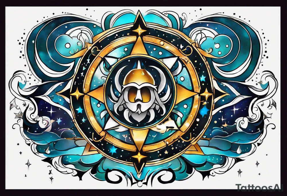 Stars t galaxy tattoo yo ho with my zodiac sign Pisces that can wrap around to the front of my neck tattoo idea