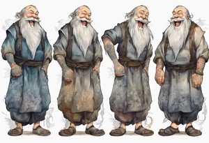 full portrait a large medieval man with a grey beard laughing tattoo idea