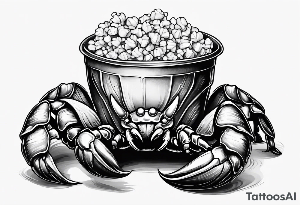 Hermit crab with a popcorn bucket tattoo idea