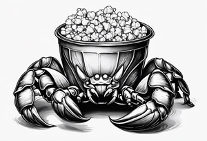 Hermit crab with a popcorn bucket tattoo idea