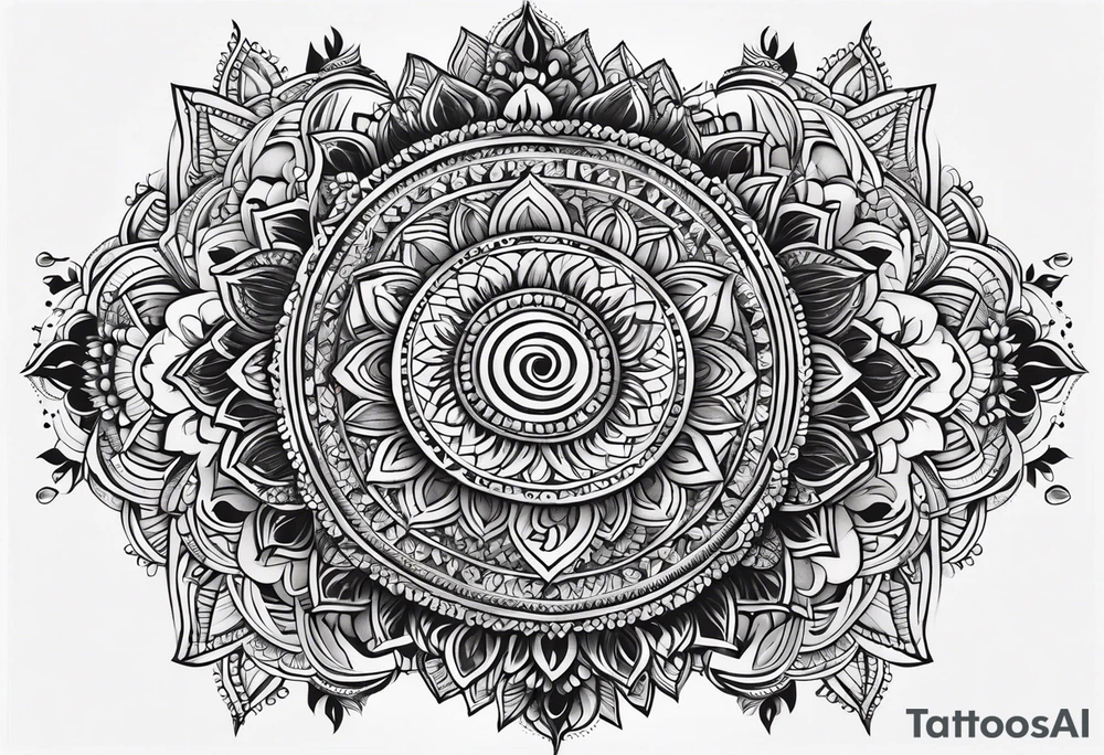 Hindu Sanskrit tribal design on right lower leg, below knee to top of feet tattoo idea