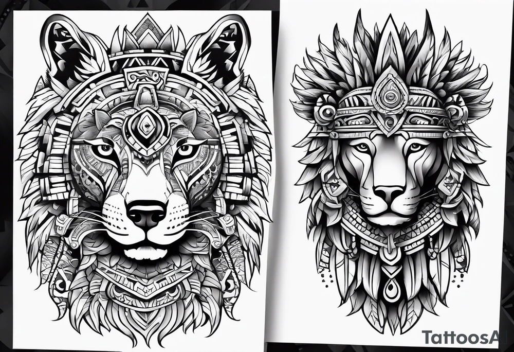 Aztec animal tattoo idea