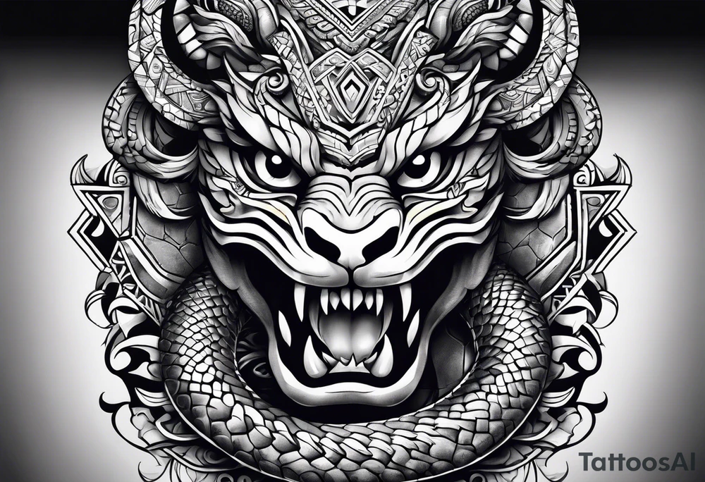 aztec snake sleeve tattoo idea