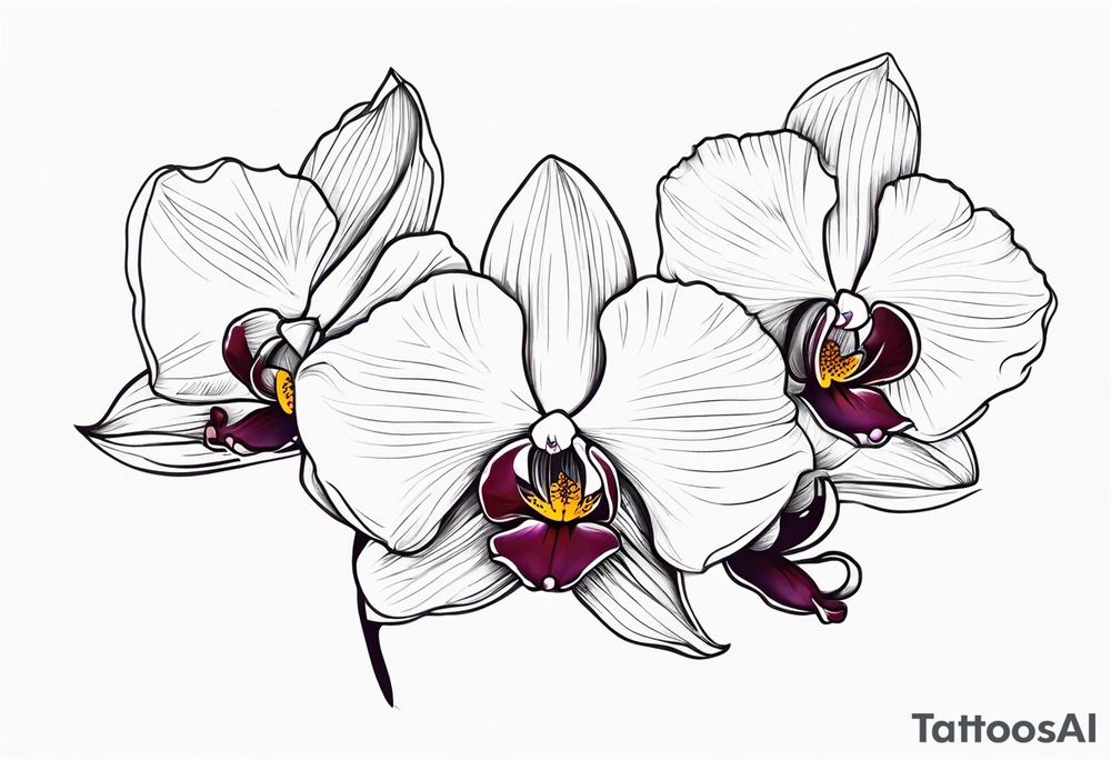 Orquídea olho de boca com flores da primavera tattoo idea