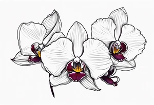 Orquídea olho de boca com flores da primavera tattoo idea