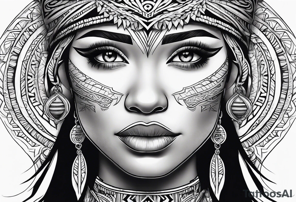 Māori female pukana tattoo idea