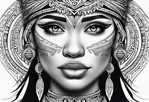 Māori female pukana tattoo idea