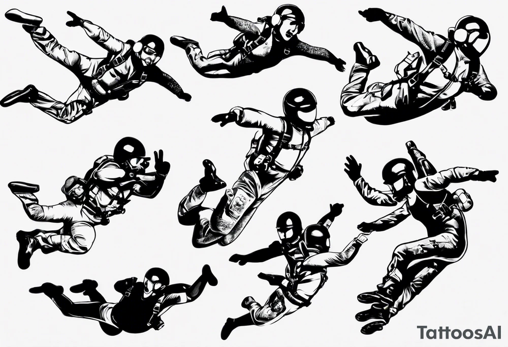 skydiving, shooting guns tattoo idea