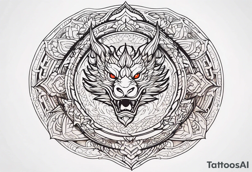 Dragon around Mandala tattoo idea