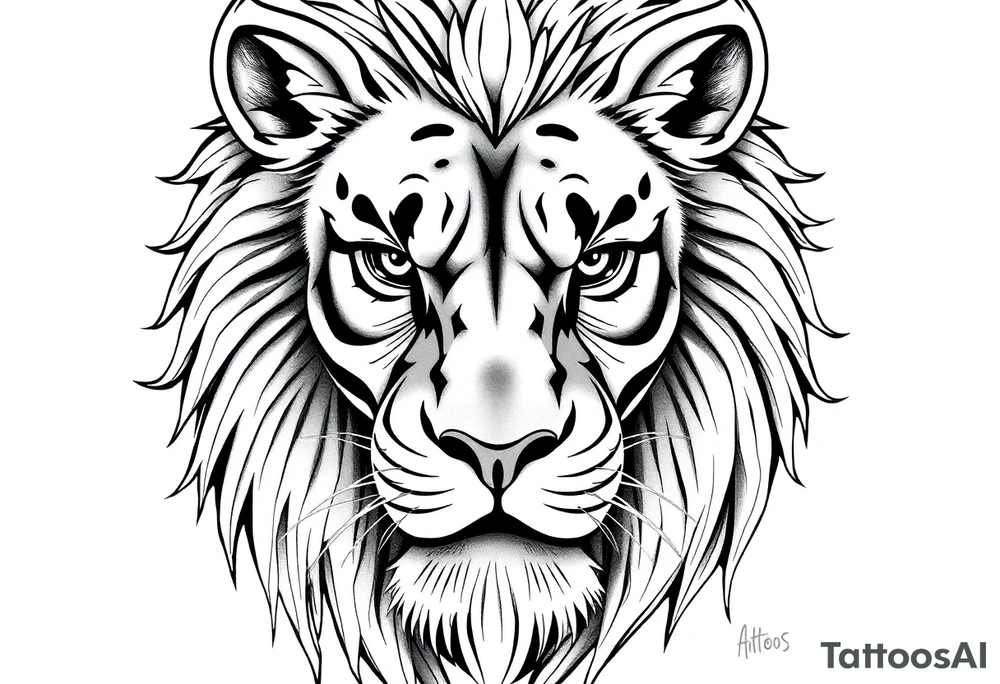 powerful majestic lion, close-up tattoo idea