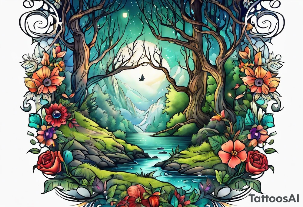 Enchanted forest tattoo idea