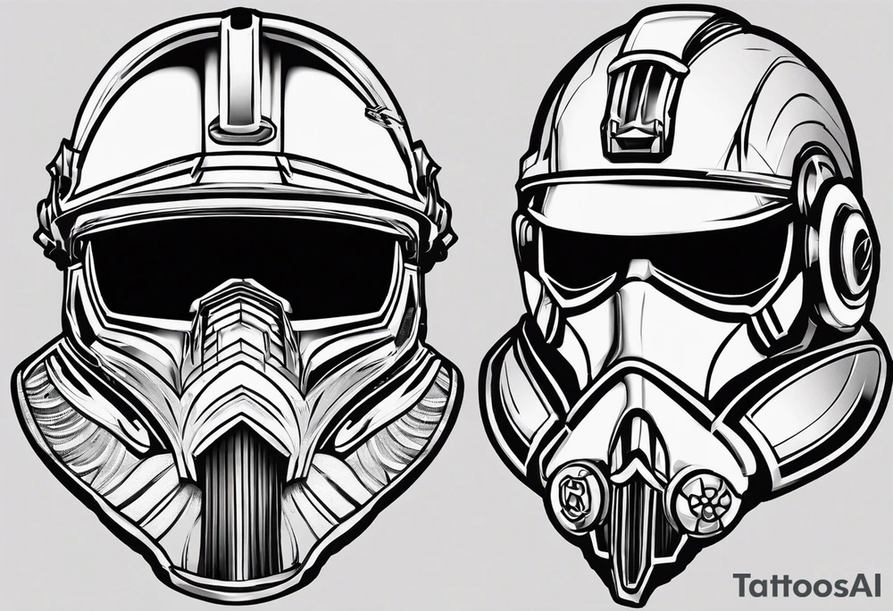 cirkel met vuur, binnenin een helm met een vlammetje waar tattoo idea