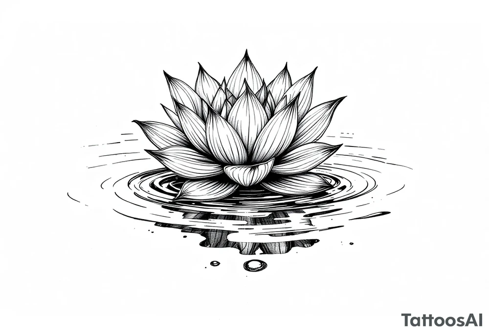 serene lotus flower emerging from sacred waters with ripples tattoo idea