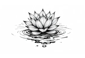 serene lotus flower emerging from sacred waters with ripples tattoo idea