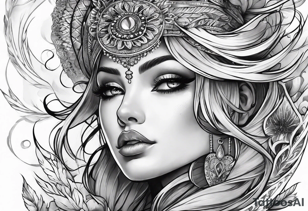spiritual arm sleeve tattoo idea