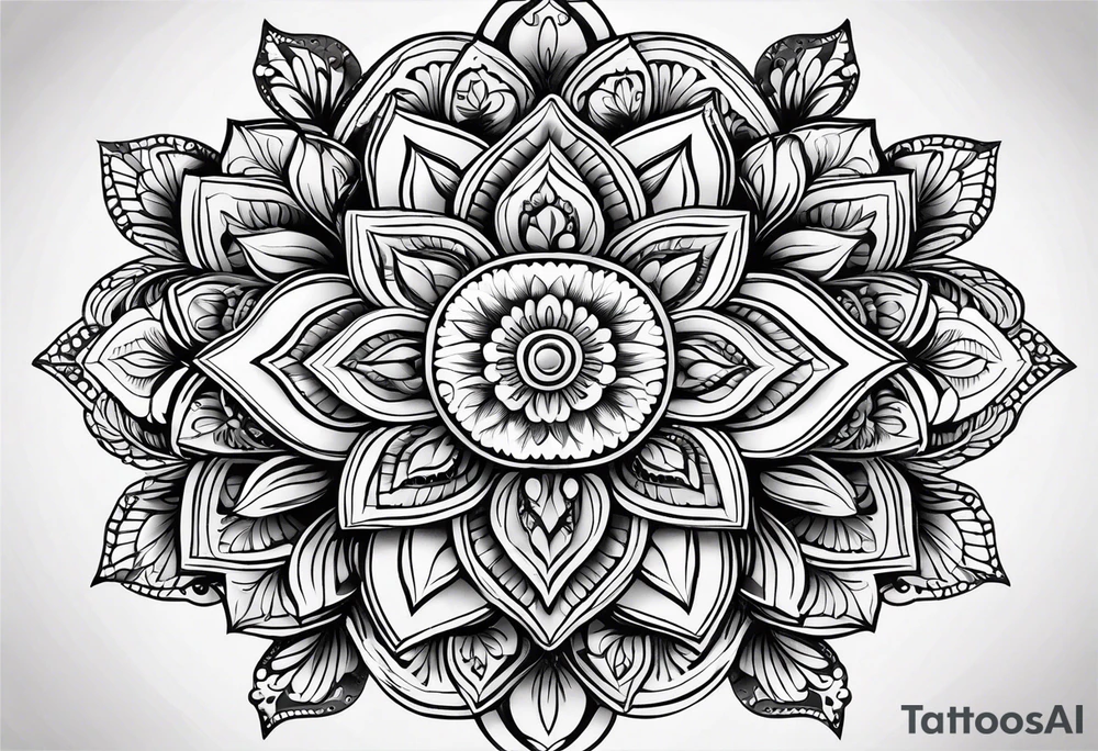 Mirrored style. Mexican flower mandala design tattoo idea Mirrored style. Mexican flower mandala design tattoo idea