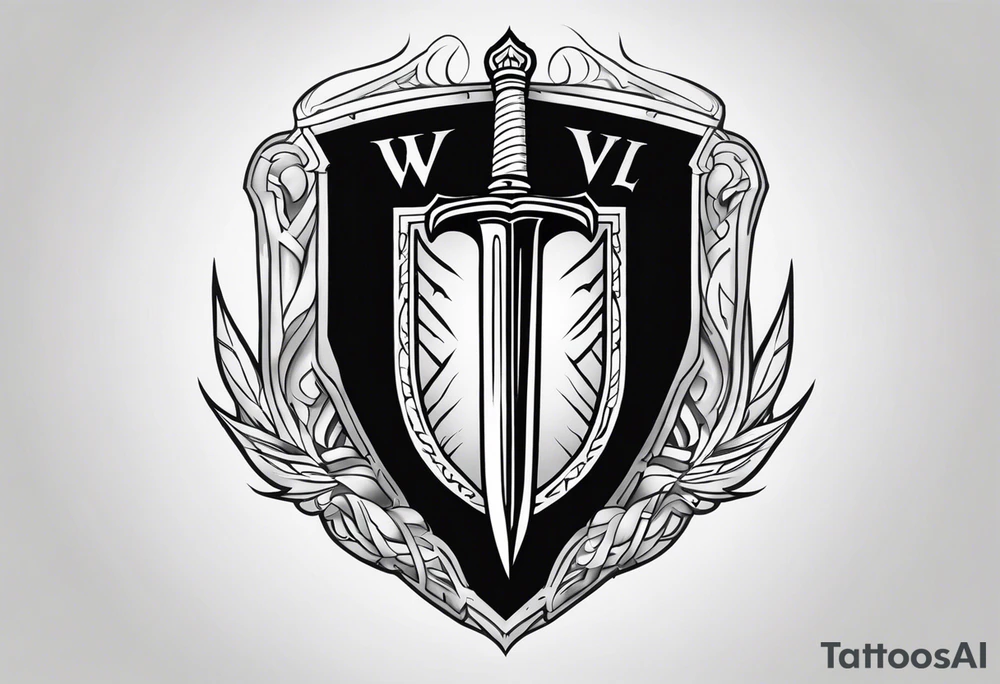 Valhalla steps shield sword tattoo idea