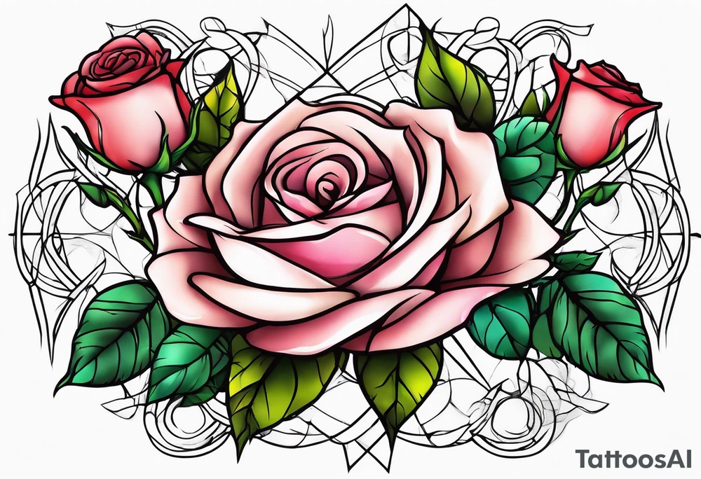 the name Crystal with rose vines going through it tattoo idea