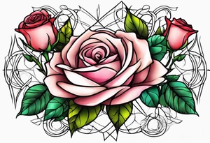 the name Crystal with rose vines going through it tattoo idea