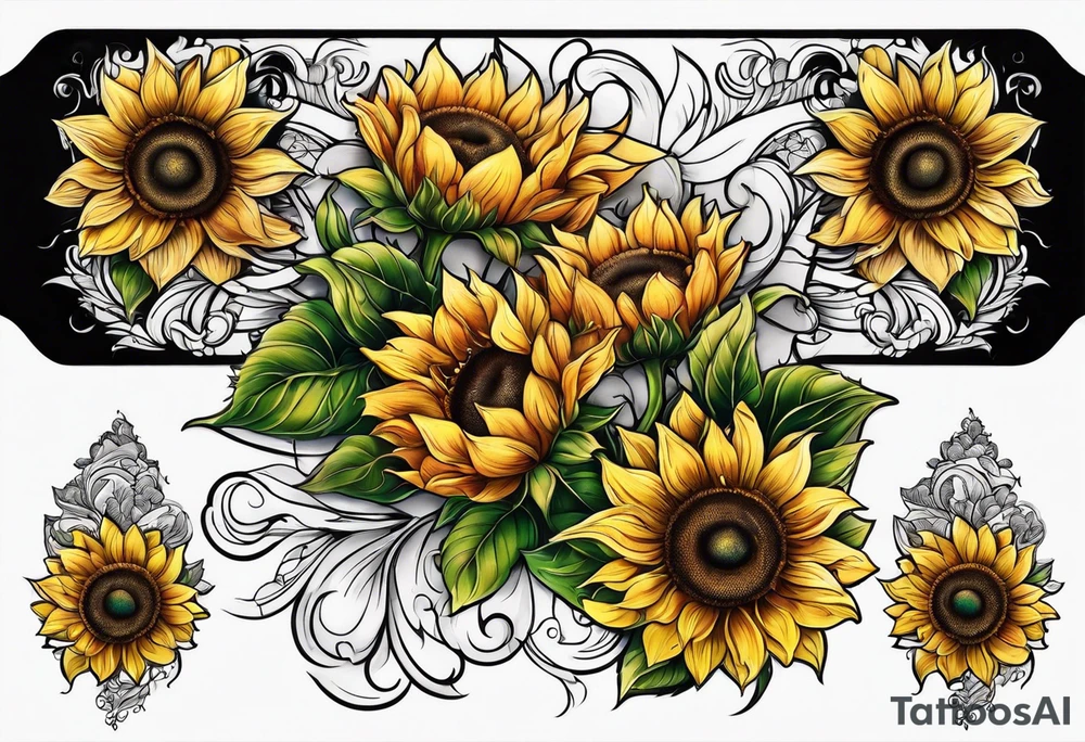 Sunflower arm sleeve tattoo idea