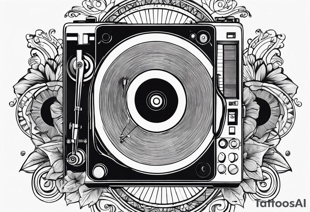 Recordplayer finline art minimalistic tattoo idea