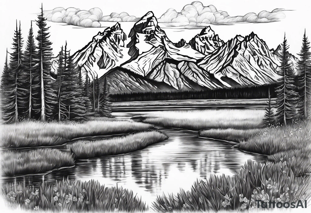 grand teton sleeve tattoo idea