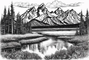 grand teton sleeve tattoo idea