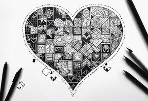 Puzzle pieces, a heart shape tattoo idea
