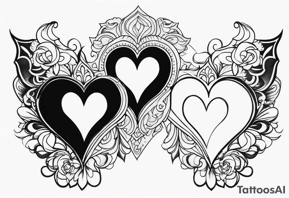 Cover up 2 hearts over lapping on back at base of neck tattoo idea
