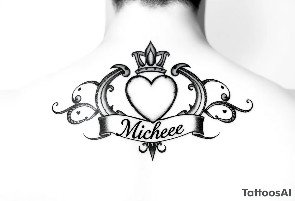 Claddagh with the name Michelle tattoo idea