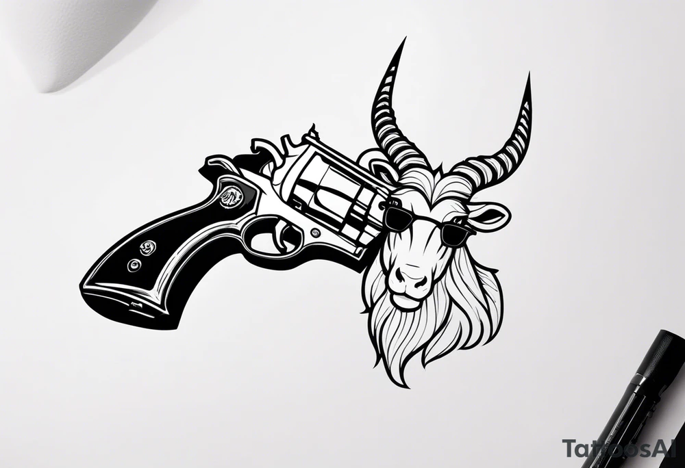 capricorn with sunglasses and a gun tattoo idea