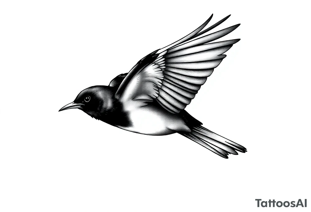 Male European Blackbird flying tattoo idea tattoo idea